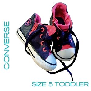 Toddler Converse High Tops Size 5 Zipper Navy Pink Gray